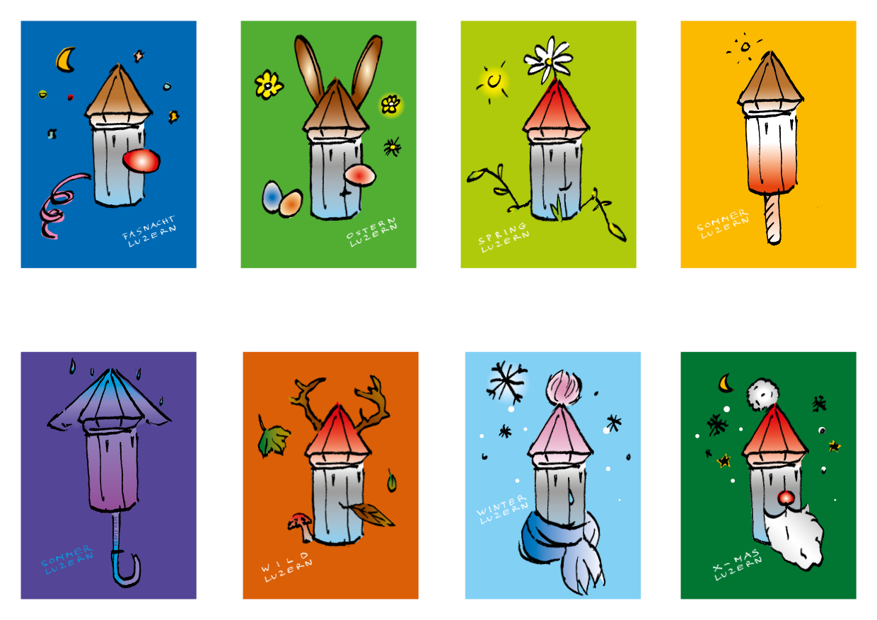 Postkarten-Serie Wasserturm